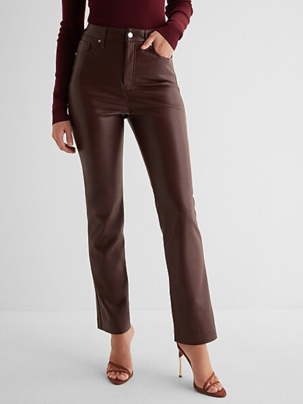 Express Super High Waisted Faux Leather '90s Slim Pant Size 6 NWT